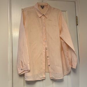 J. Jill Light Peach Button-Up Blouse